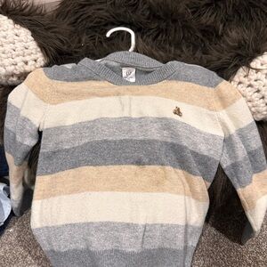 GAP Kids Gray and Tan Striped Sweater